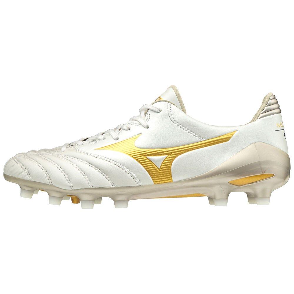 Mizuno Men's Soccer Cleats Morelia Neo II MD White/Gold - BWVJSCG-09